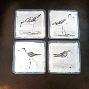 4 sous-verre oiseaux bleus "Daniele Belin"